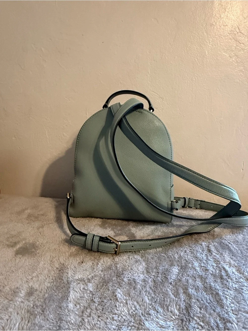 kate spade Mini Pebbled Leather Backpack in Sage